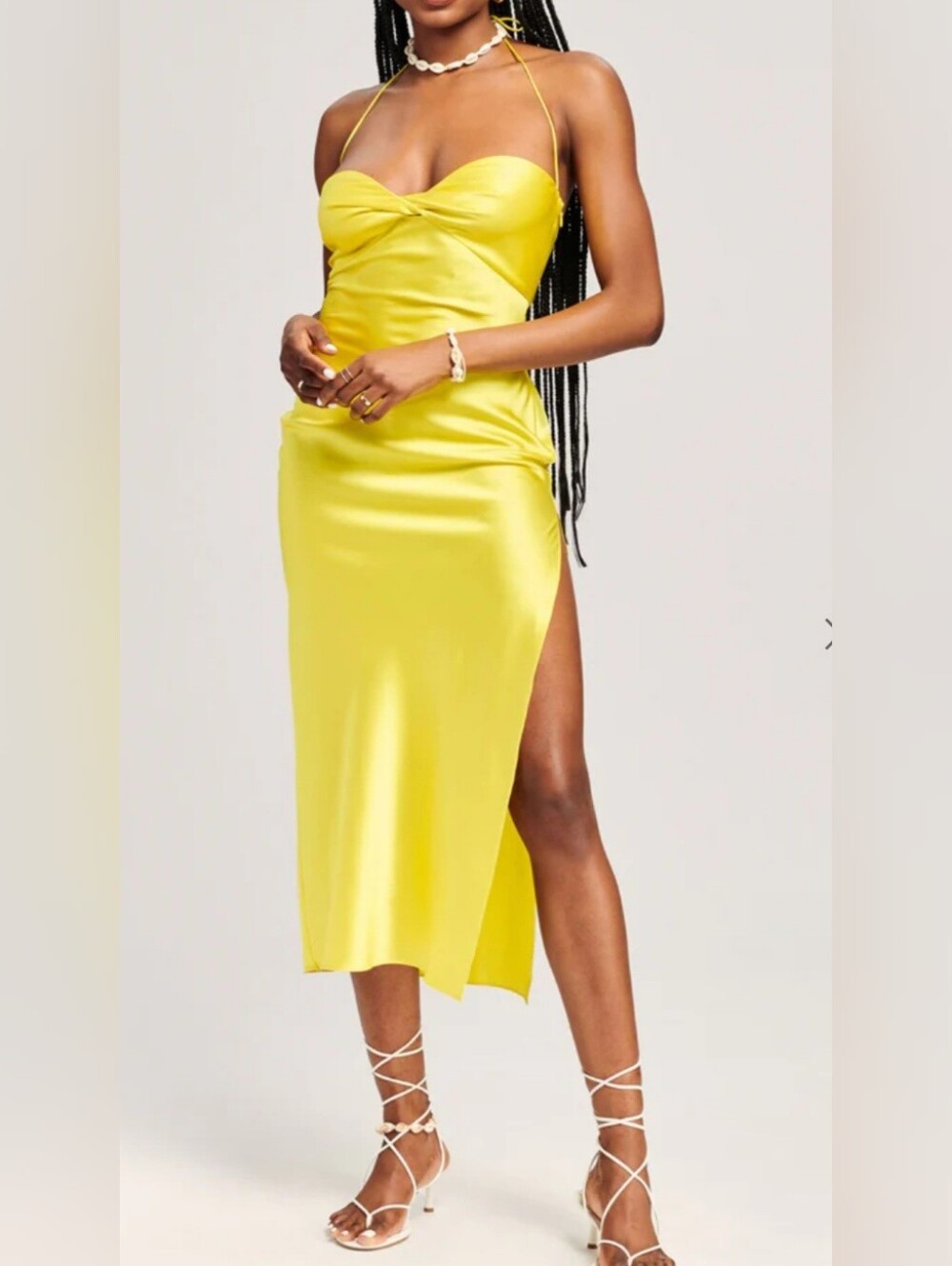 Sunshine Silk Halter Midi Dress